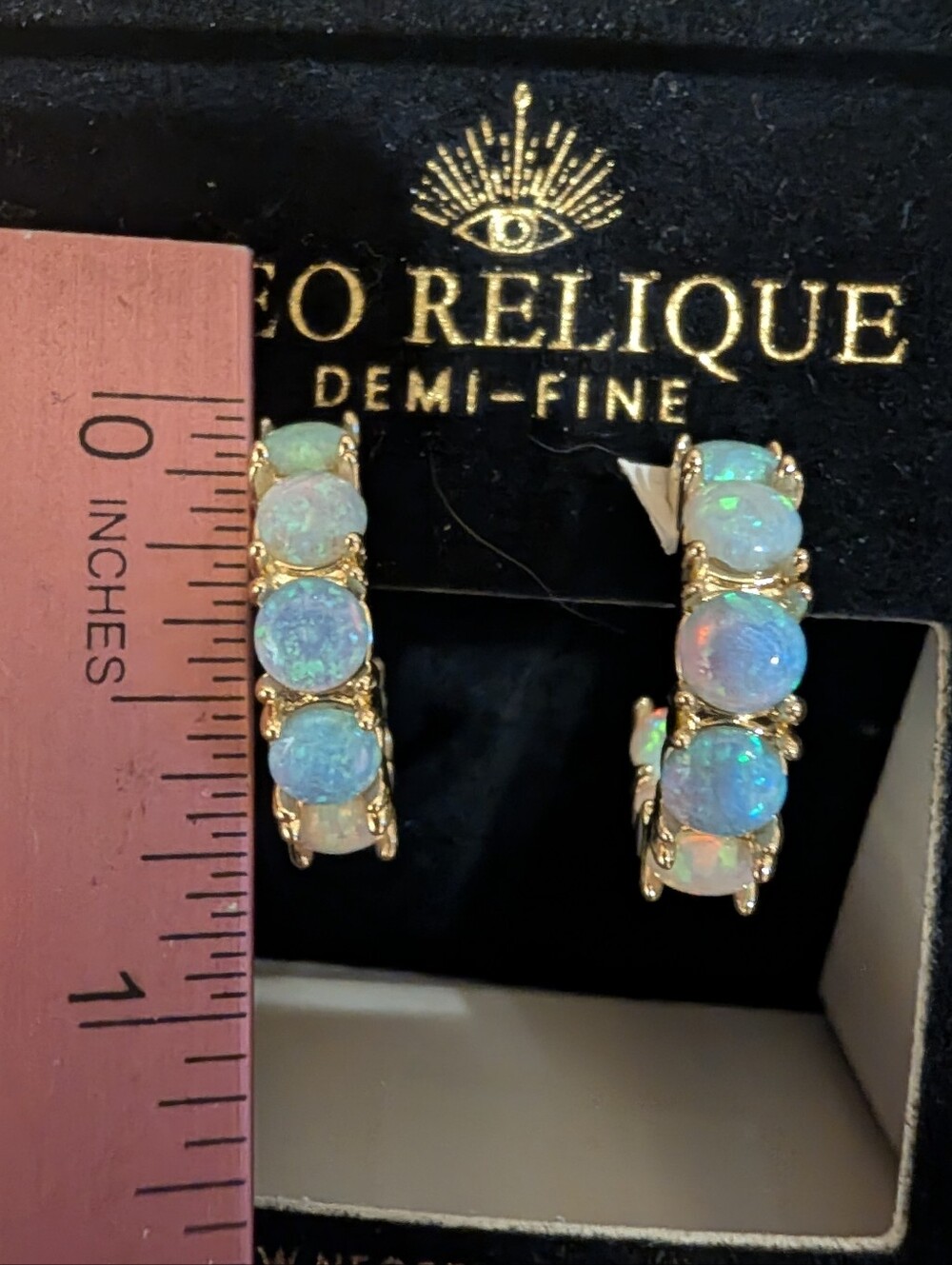 Neo Relique 8pc Jewelry Lot; Featuring Opal Rings, Earrings & Necklaces - Picture 2 of 16